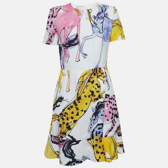 Stella Mccartney White Printed Crepe Mini Dress S